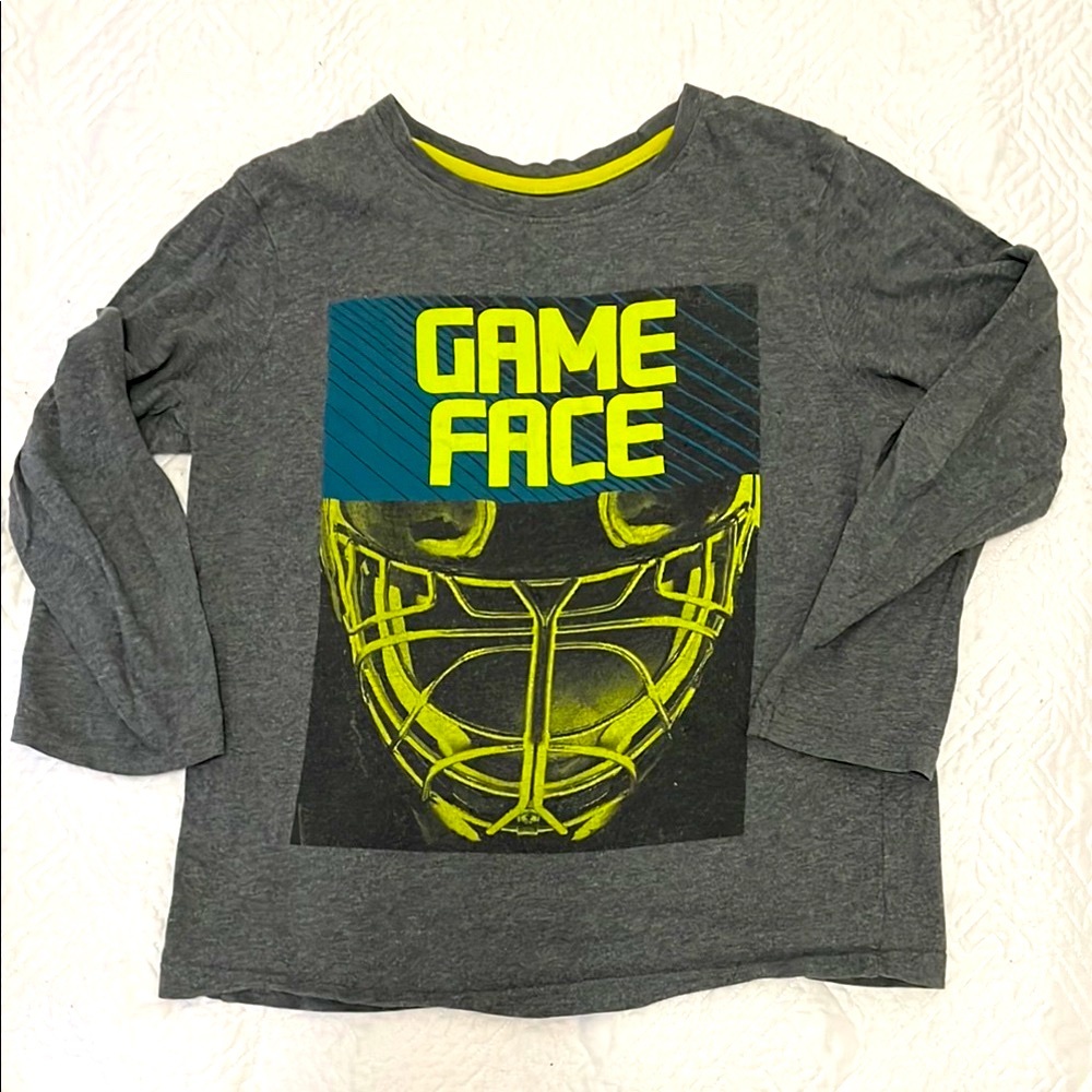 Gray Long Sleeve Shirt with Game Face Graphic